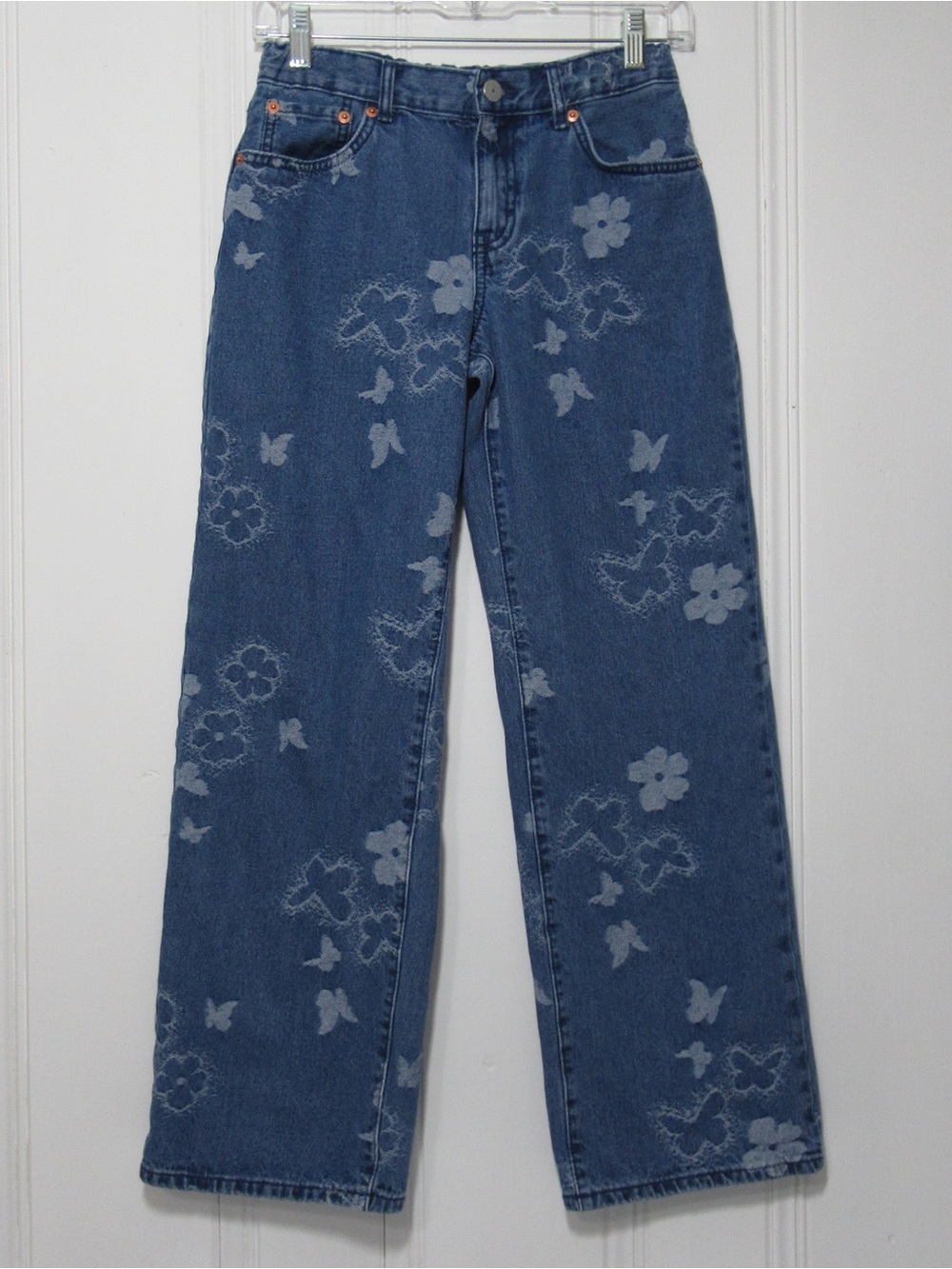 Levi’s Wide Leg Butterfly and Floral Print Denim Jeans Girls Size 16